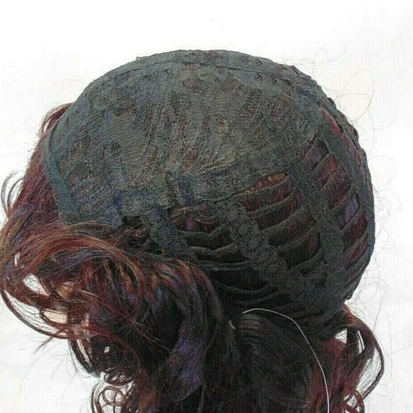 New Shoulder Length Curly Dark Brown/Burgundy Wig